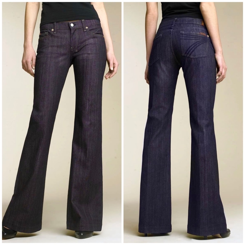 SOLD 7FAM Dojo Mercer Dark Wash Flare Jeans 26x34 - Picture 1 of 8